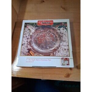 7" The Night Before Christmas Holiday Celebrations Crystal Glass Plate Box Dmg